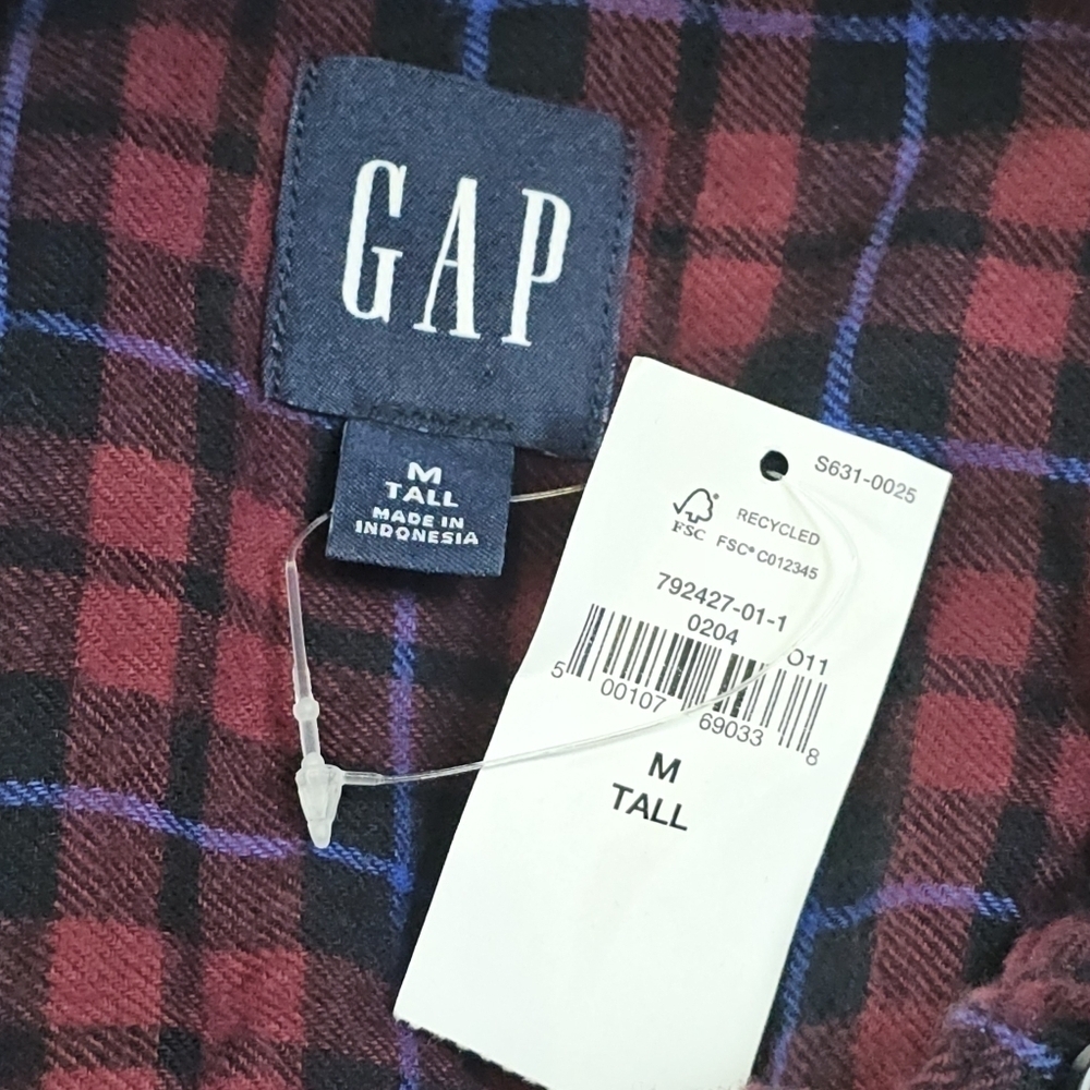NWT GAP Plaid Tiered Mini Dress Purple Burgundy & Navy Blue Plaid Med. Tall - Picture 8 of 9